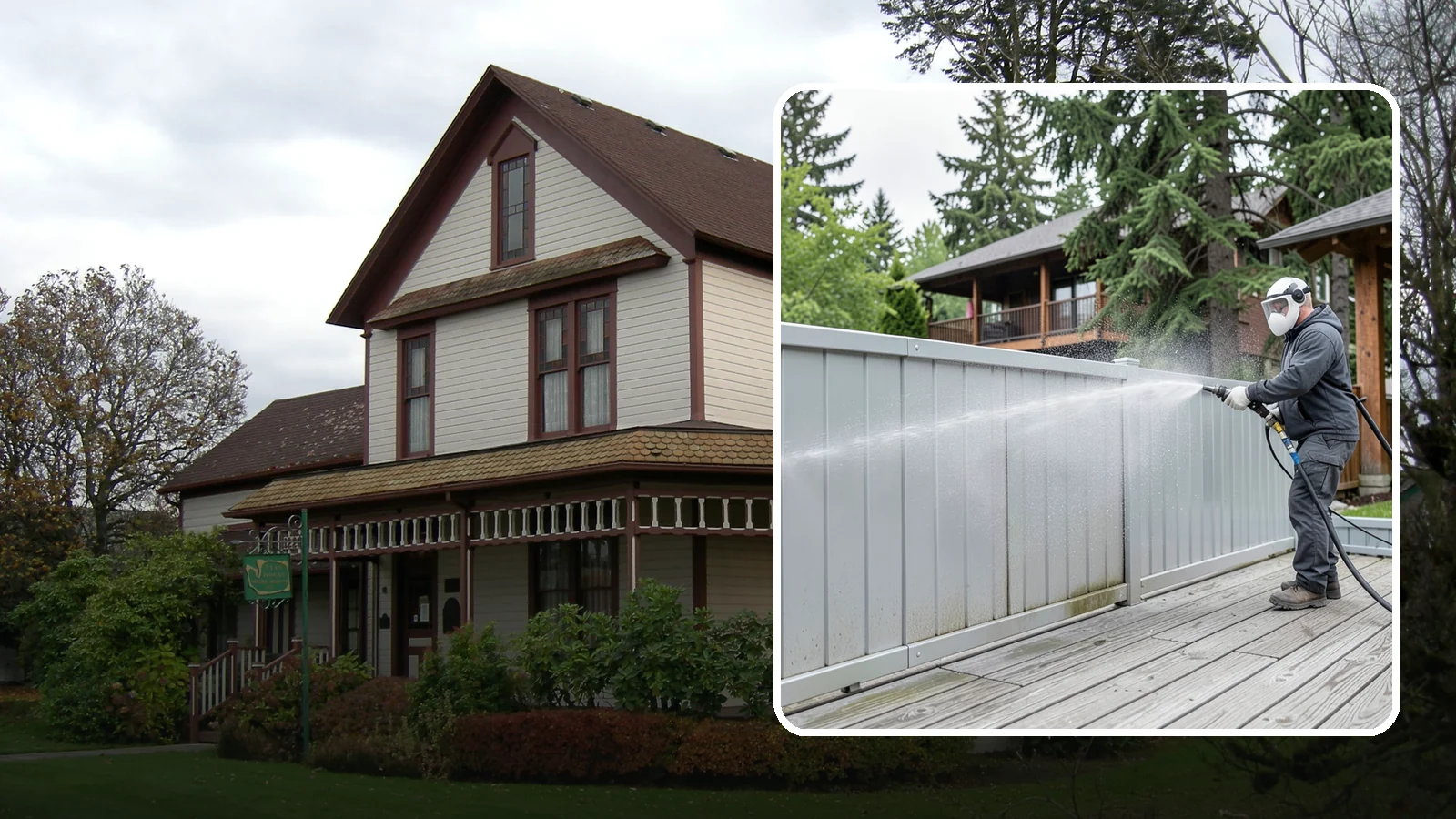Aluminum Fence Cleaning in Sumner, Pierce County, WA - Gentle cleaning that lifts oxidation haze and grime from powder-coated aluminum fencing.