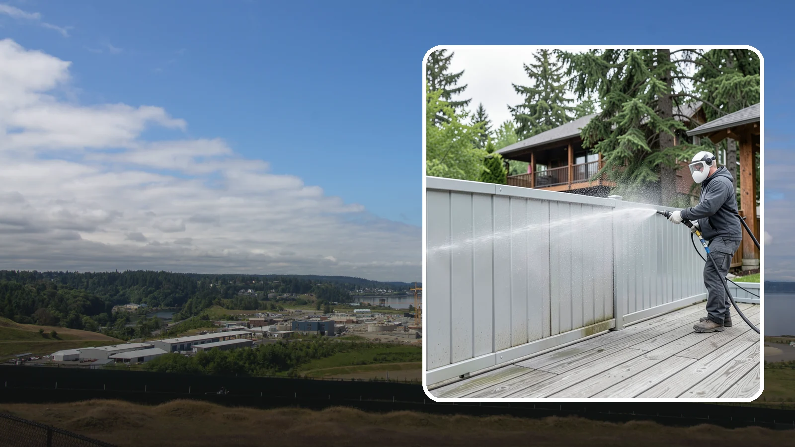 Aluminum Fence Cleaning in University Place, Pierce County, WA - Gentle cleaning that lifts oxidation haze and grime from powder-coated aluminum fencing.