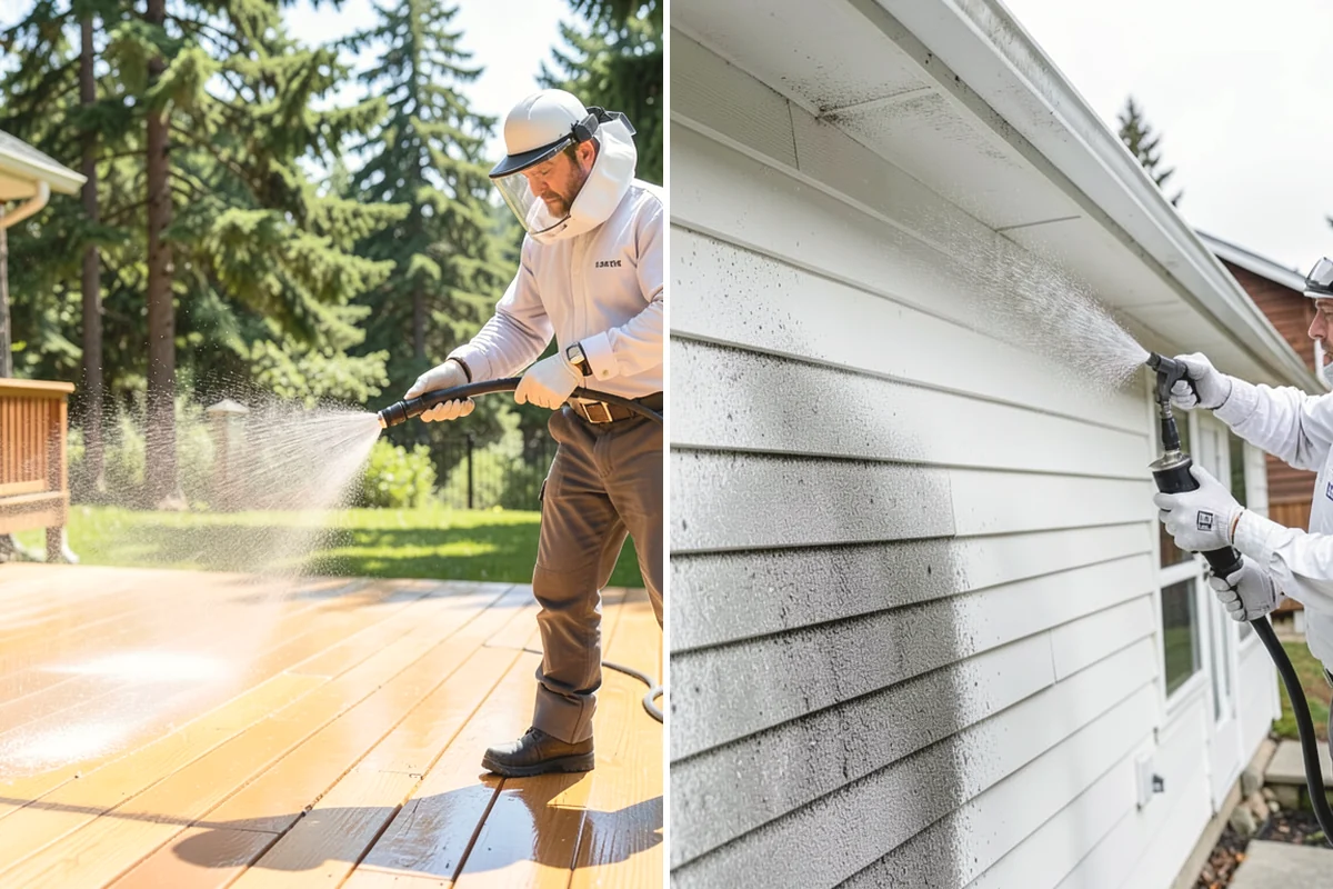 Aluminum Fence Cleaning in University Place, Pierce County, WA - Rinse loose dust and debris from the fence