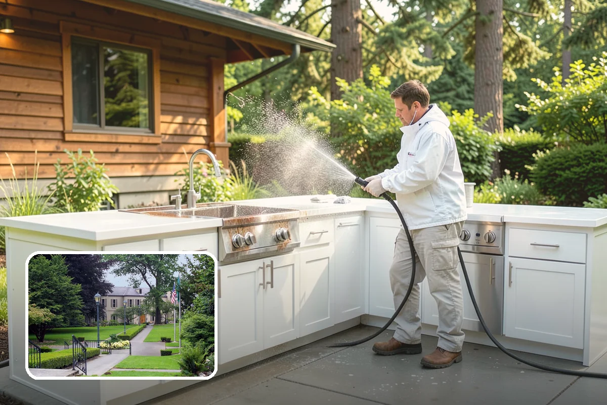 Aluminum Fence Cleaning in Woodinville, King County, WA - Lifts chalky oxidation haze from the powder coat