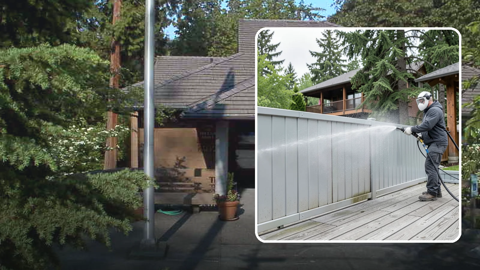 Aluminum Fence Cleaning in Yarrow Point, King County, WA - Gentle cleaning that lifts oxidation haze and grime from powder-coated aluminum fencing.
