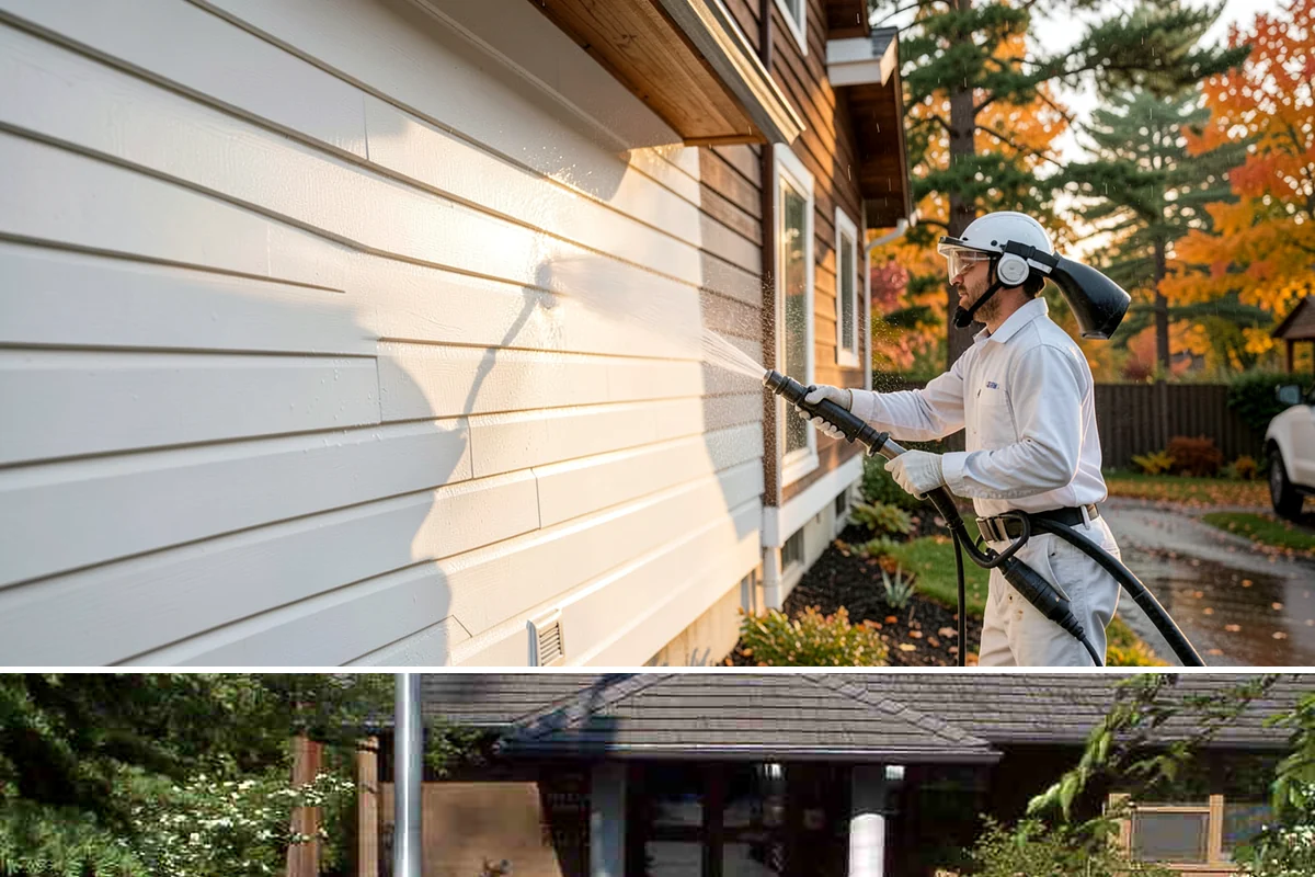 Aluminum Fence Cleaning in Yarrow Point, King County, WA - Late spring is a good time to clear off winter oxidation and green film before summer entertaining.