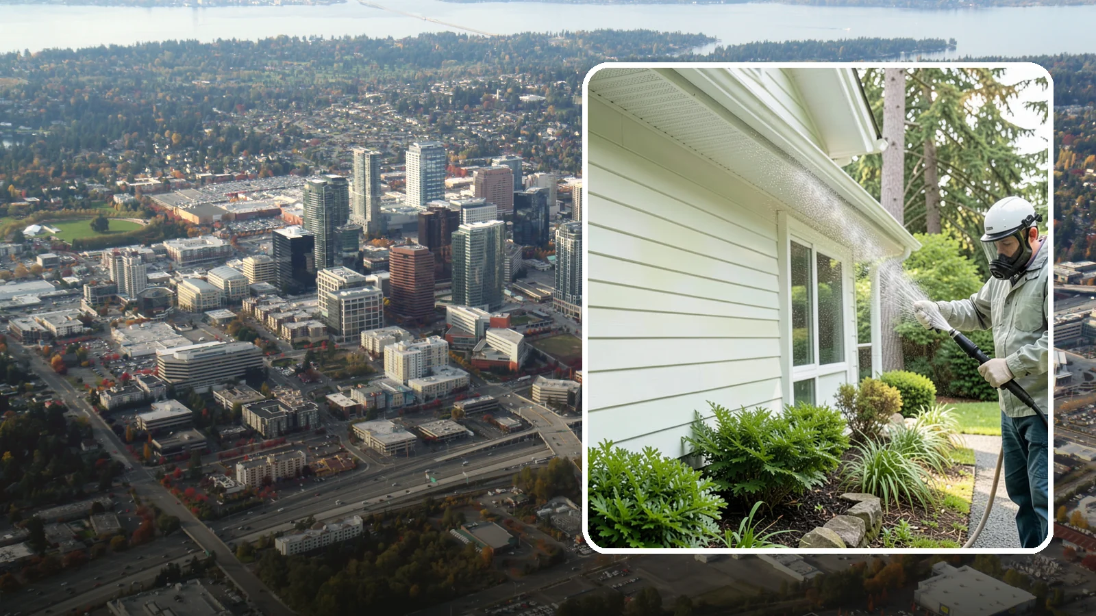 Annual House Washing in Bellevue, King County, WA - Annual house washing is a yearly maintenance clean that keeps algae and mildew from ever gaining a foothold in our wet climate.