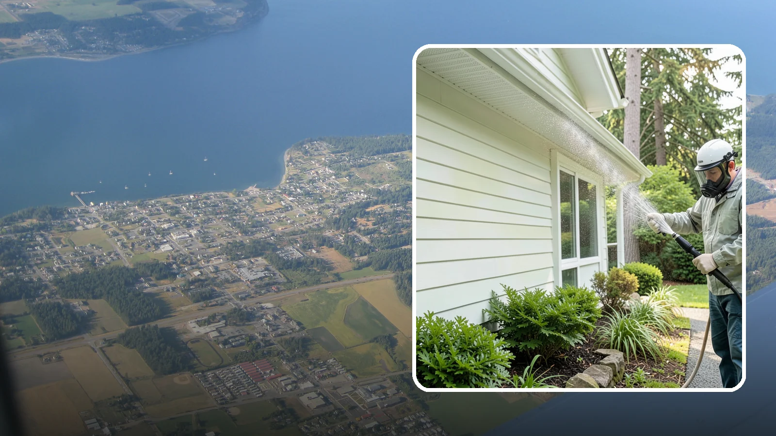 Annual House Washing in Coupeville, Island County, WA - Annual house washing is a yearly maintenance clean that keeps algae and mildew from ever gaining a foothold in our wet climate.