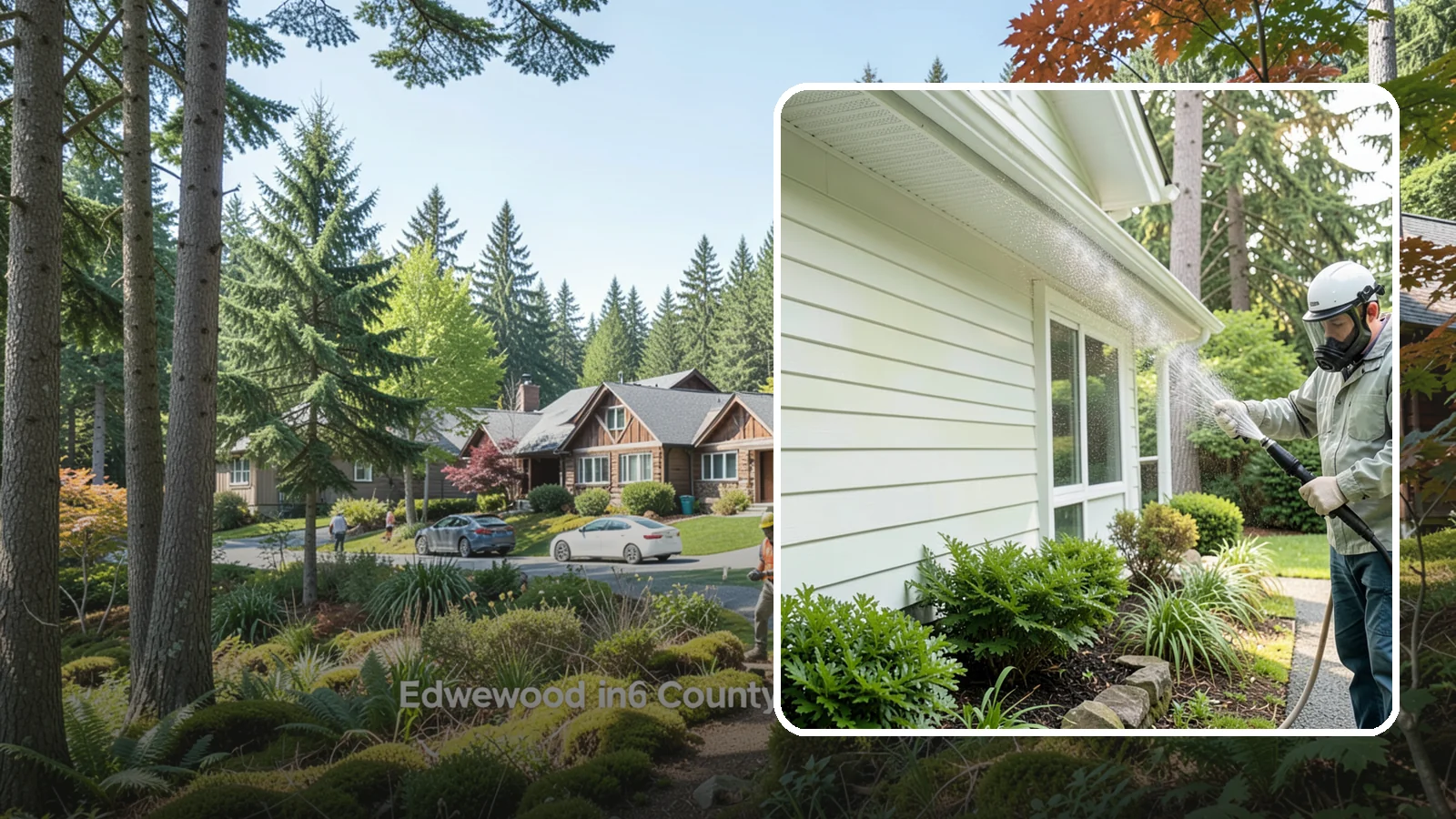 Annual House Washing in Edgewood, Pierce County, WA - Annual house washing is a yearly maintenance clean that keeps algae and mildew from ever gaining a foothold in our wet climate.