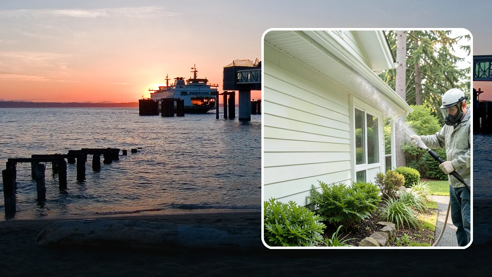 Annual House Washing in Edmonds, Snohomish County, WA - Annual house washing is a yearly maintenance clean that keeps algae and mildew from ever gaining a foothold in our wet climate.