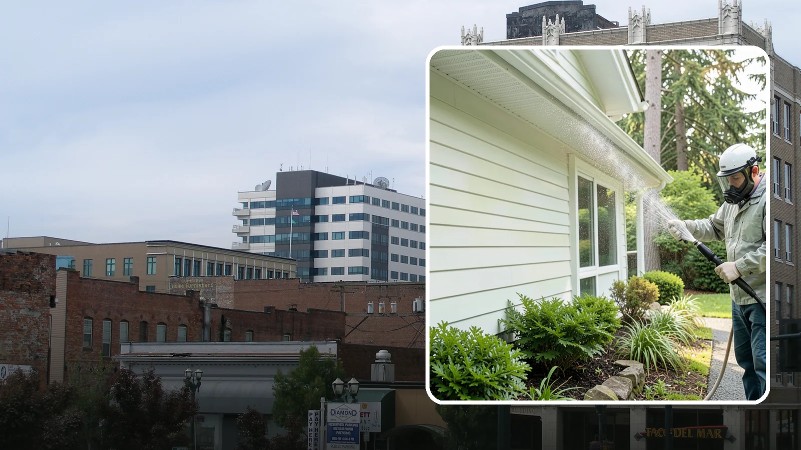 Annual House Washing in Everett, Snohomish County, WA - Annual house washing is a yearly maintenance clean that keeps algae and mildew from ever gaining a foothold in our wet climate.