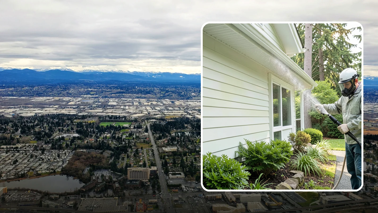 Annual House Washing in SeaTac, King County, WA - Annual house washing is a yearly maintenance clean that keeps algae and mildew from ever gaining a foothold in our wet climate.