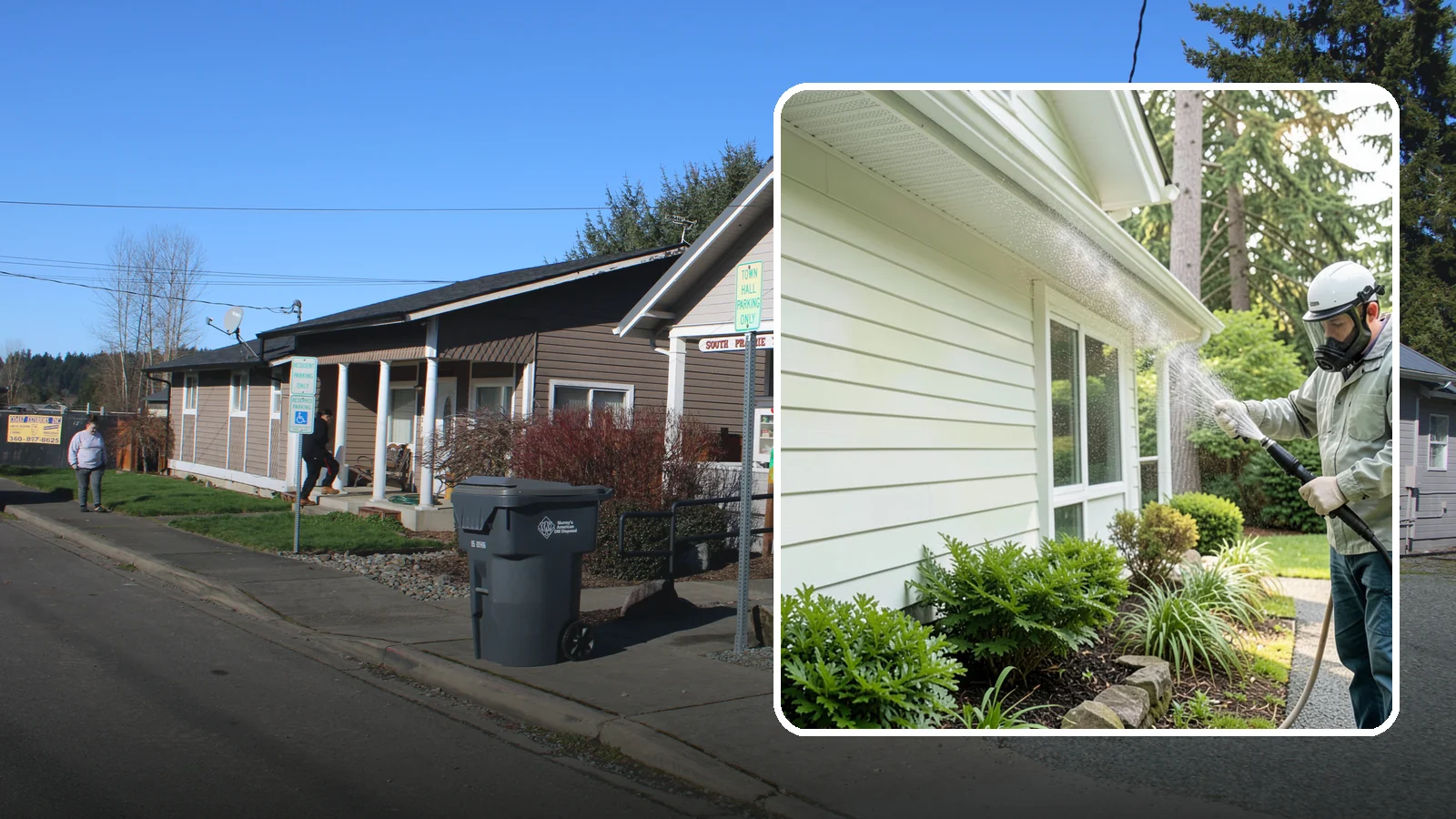 Annual House Washing in South Prairie, Pierce County, WA - Annual house washing is a yearly maintenance clean that keeps algae and mildew from ever gaining a foothold in our wet climate.