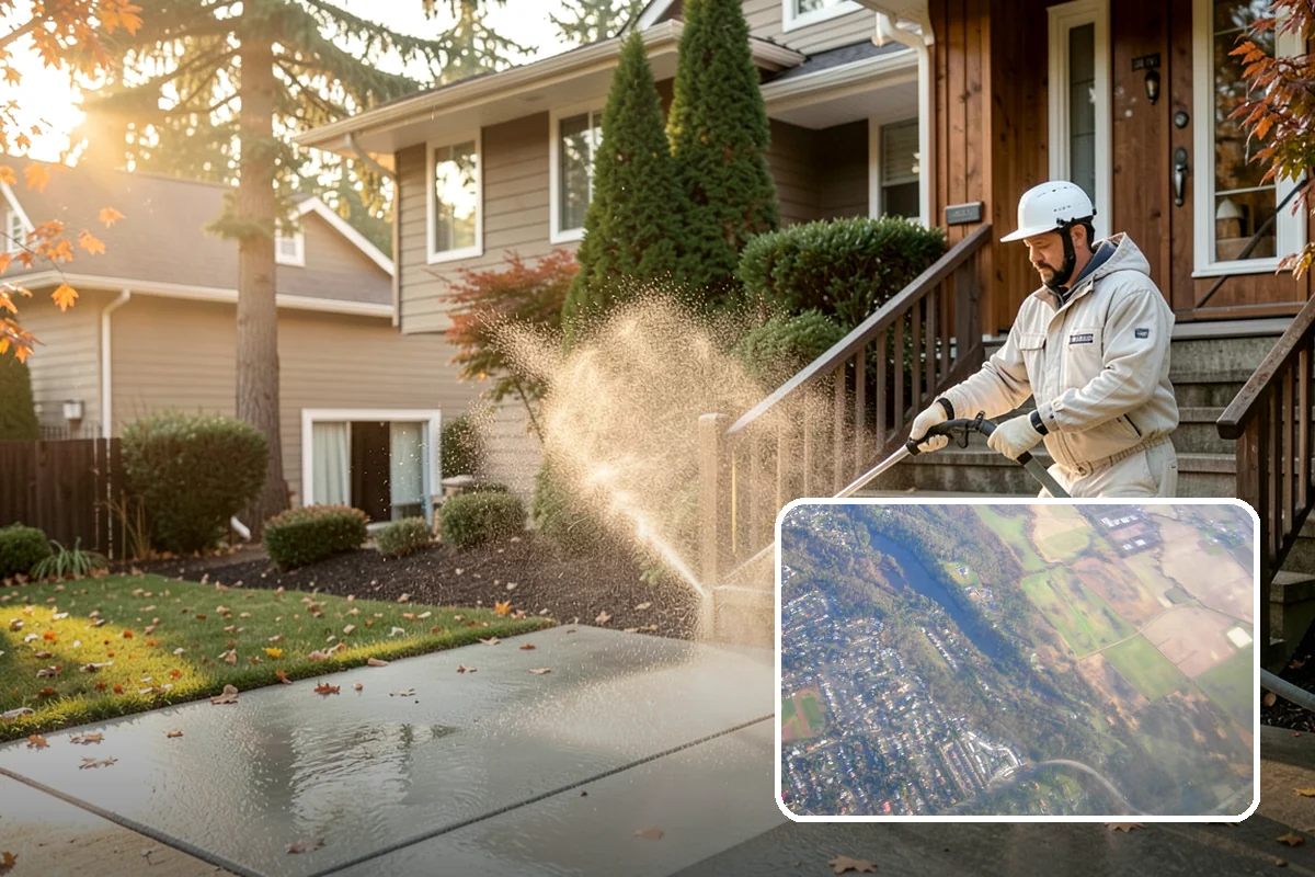 Apartment Breezeway Cleaning in Algona, King County, WA - Clears slick algae from covered corridor floors