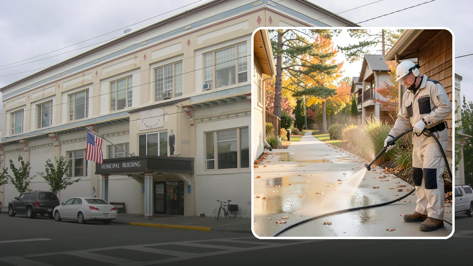 Apartment Breezeway Cleaning in Anacortes, Skagit County, WA - Cleaning of apartment breezeways and shared corridors that clears dirt, spills, cobwebs, and algae from the walkways residents...