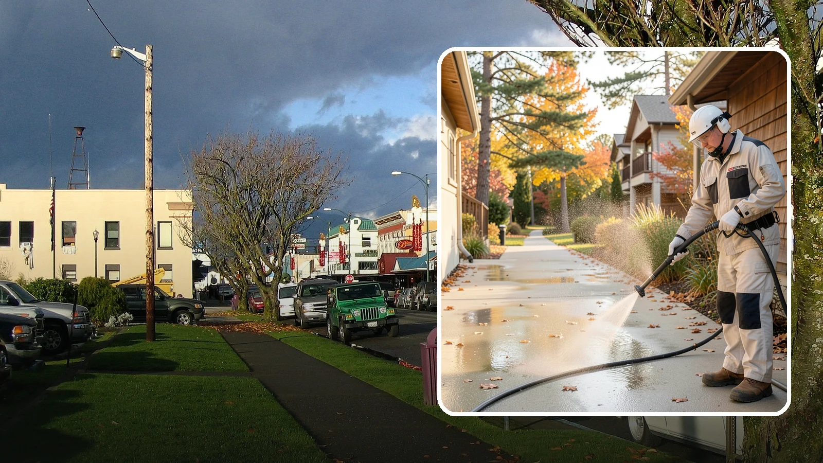 Apartment Breezeway Cleaning in Arlington, Snohomish County, WA - Cleaning of apartment breezeways and shared corridors that clears dirt, spills, cobwebs, and algae from the walkways residents...