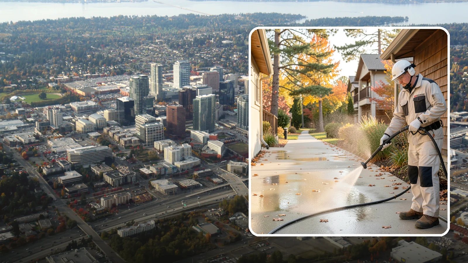 Apartment Breezeway Cleaning in Bellevue, King County, WA - Cleaning of apartment breezeways and shared corridors that clears dirt, spills, cobwebs, and algae from the walkways residents...