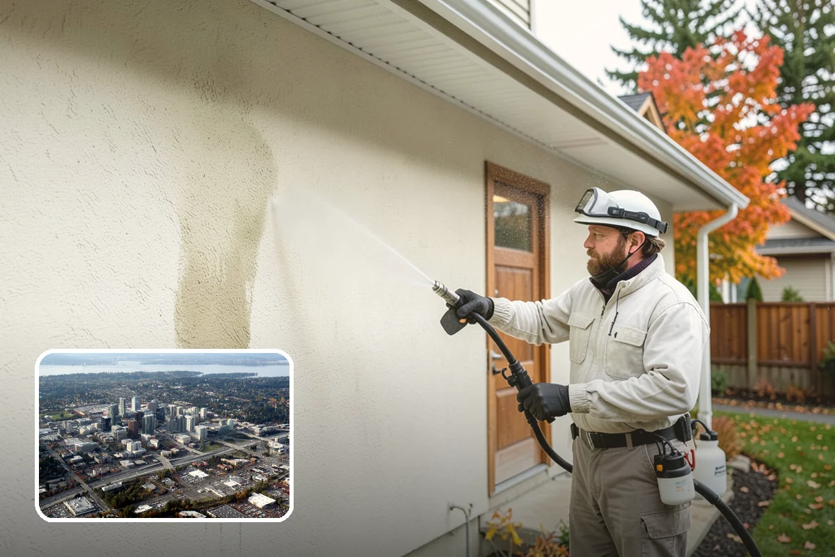 Apartment Breezeway Cleaning in Bellevue, King County, WA - Clears slick algae from covered corridor floors