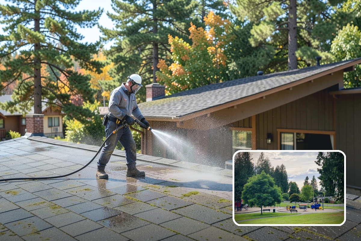 Apartment Breezeway Cleaning in Bonney Lake, Pierce County, WA - Clears slick algae from covered corridor floors