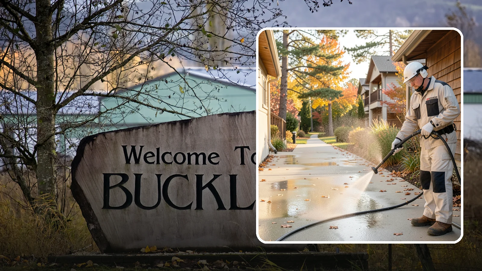 Apartment Breezeway Cleaning in Buckley, Pierce County, WA - Cleaning of apartment breezeways and shared corridors that clears dirt, spills, cobwebs, and algae from the walkways residents...
