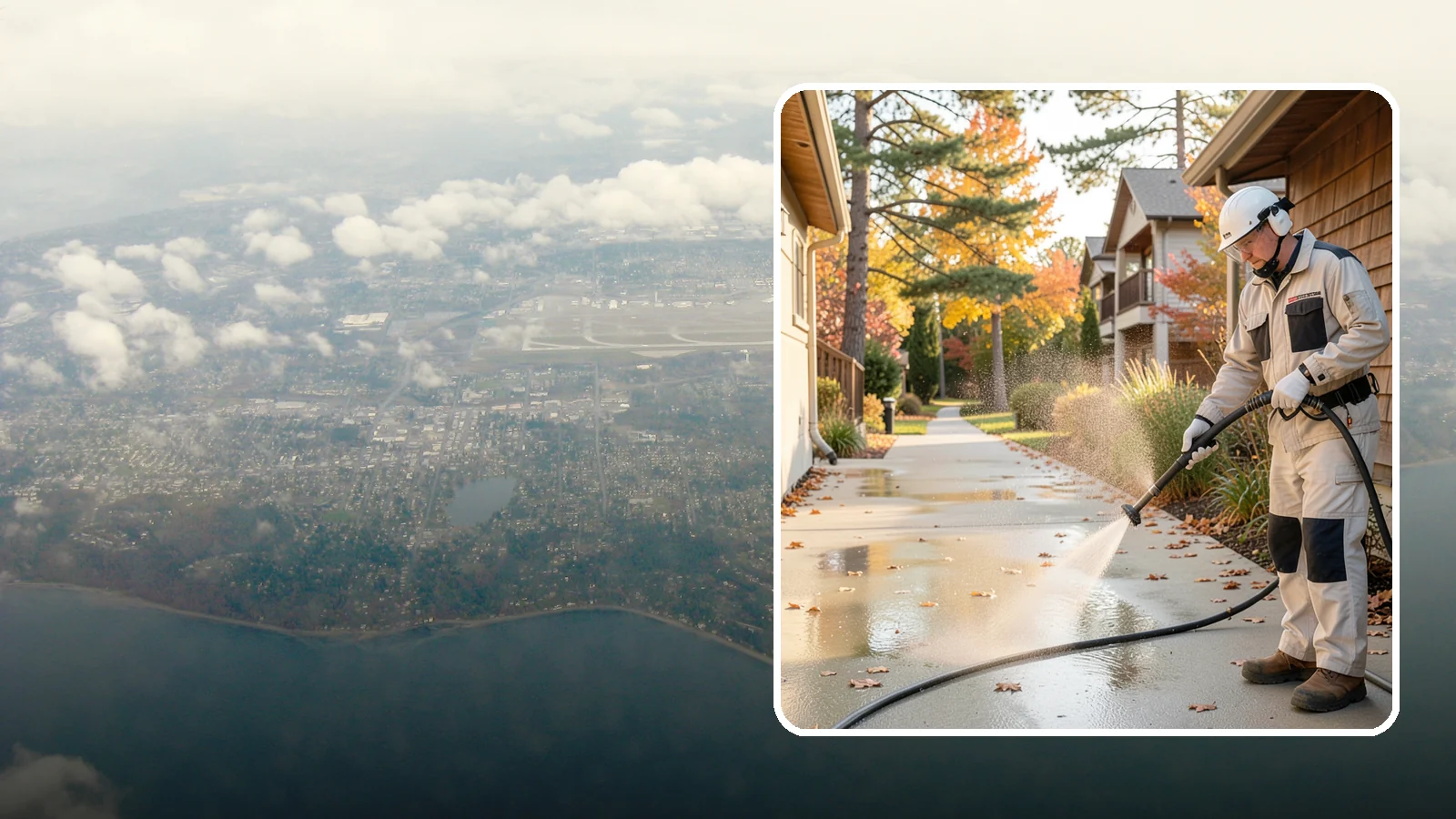 Apartment Breezeway Cleaning in Burien, King County, WA - Cleaning of apartment breezeways and shared corridors that clears dirt, spills, cobwebs, and algae from the walkways residents...