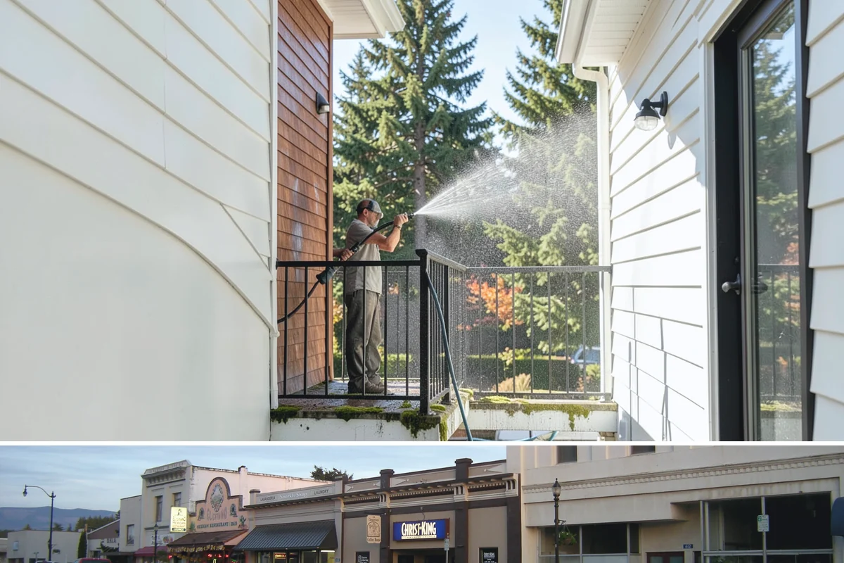Apartment Breezeway Cleaning in Burlington, Skagit County, WA - Quarterly cleaning keeps breezeways safe year-round, with extra visits in fall and winter when damp corridors grow algae fastest.