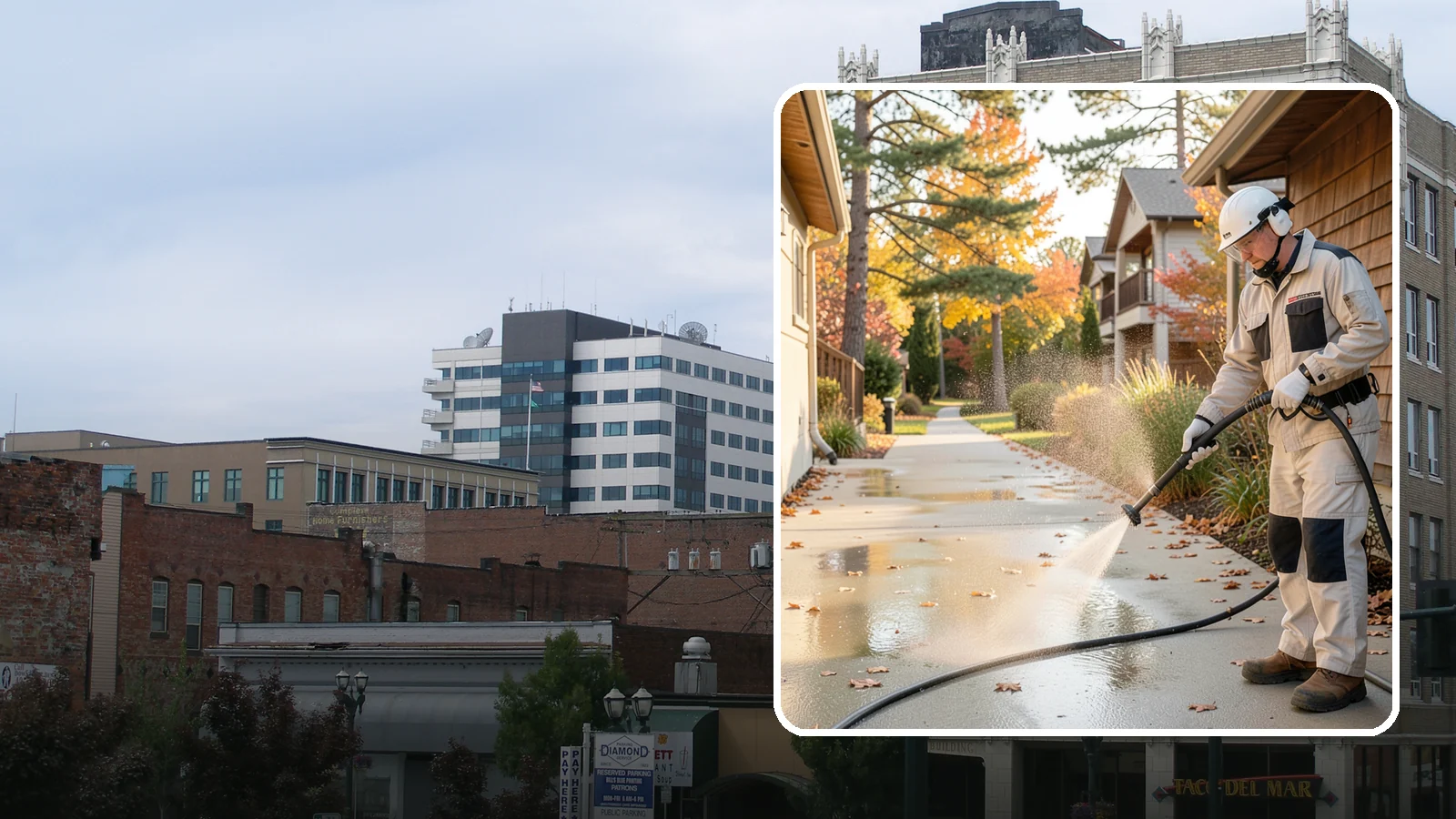 Apartment Breezeway Cleaning in Everett, Snohomish County, WA - Cleaning of apartment breezeways and shared corridors that clears dirt, spills, cobwebs, and algae from the walkways residents...