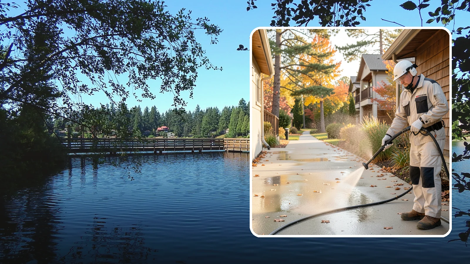 Apartment Breezeway Cleaning in Federal Way, King County, WA - Cleaning of apartment breezeways and shared corridors that clears dirt, spills, cobwebs, and algae from the walkways residents...