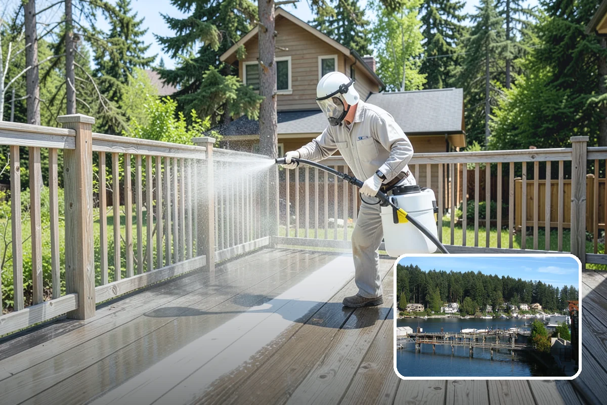 Apartment Breezeway Cleaning in Gig Harbor, Pierce County, WA - Clears slick algae from covered corridor floors