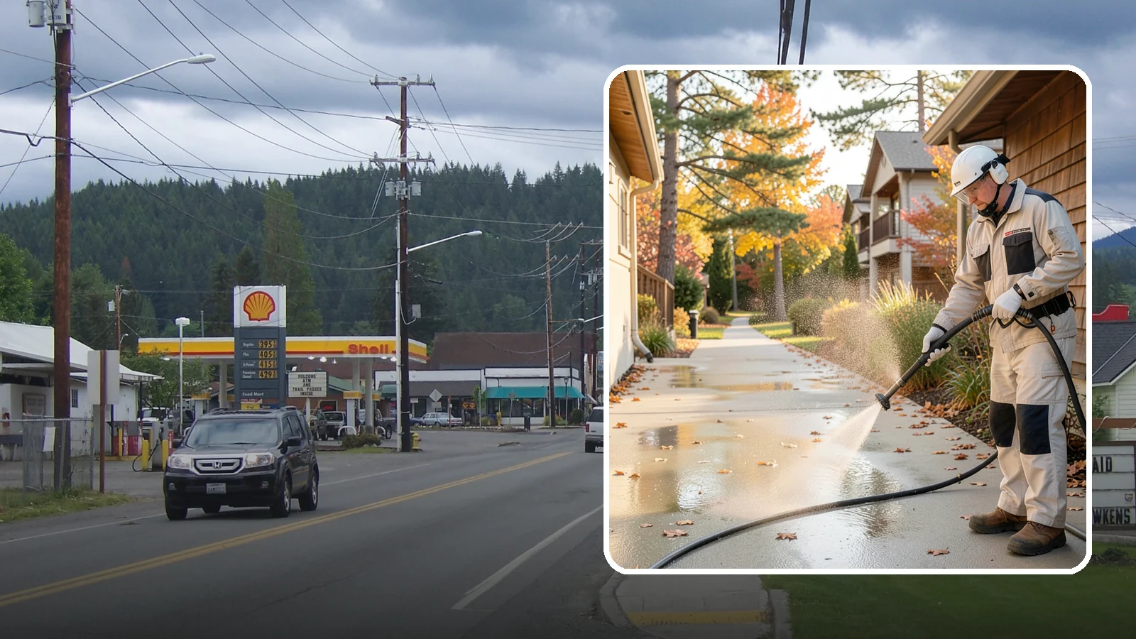 Apartment Breezeway Cleaning in Granite Falls, Snohomish County, WA - Cleaning of apartment breezeways and shared corridors that clears dirt, spills, cobwebs, and algae from the walkways residents...