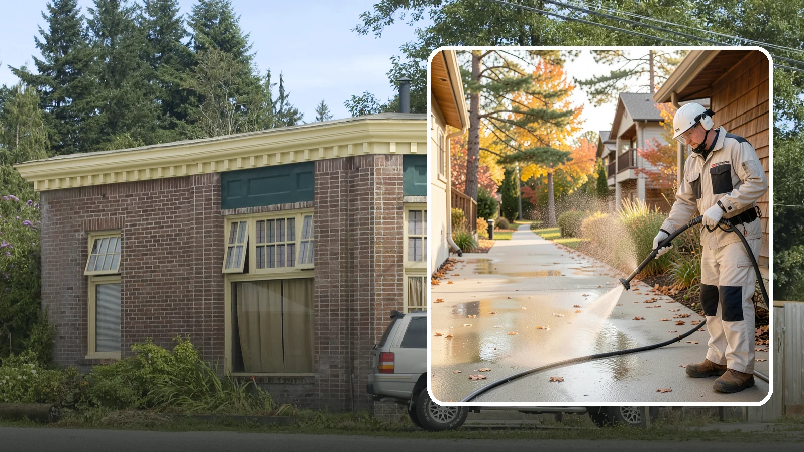 Apartment Breezeway Cleaning in Hamilton, Skagit County, WA - Cleaning of apartment breezeways and shared corridors that clears dirt, spills, cobwebs, and algae from the walkways residents...