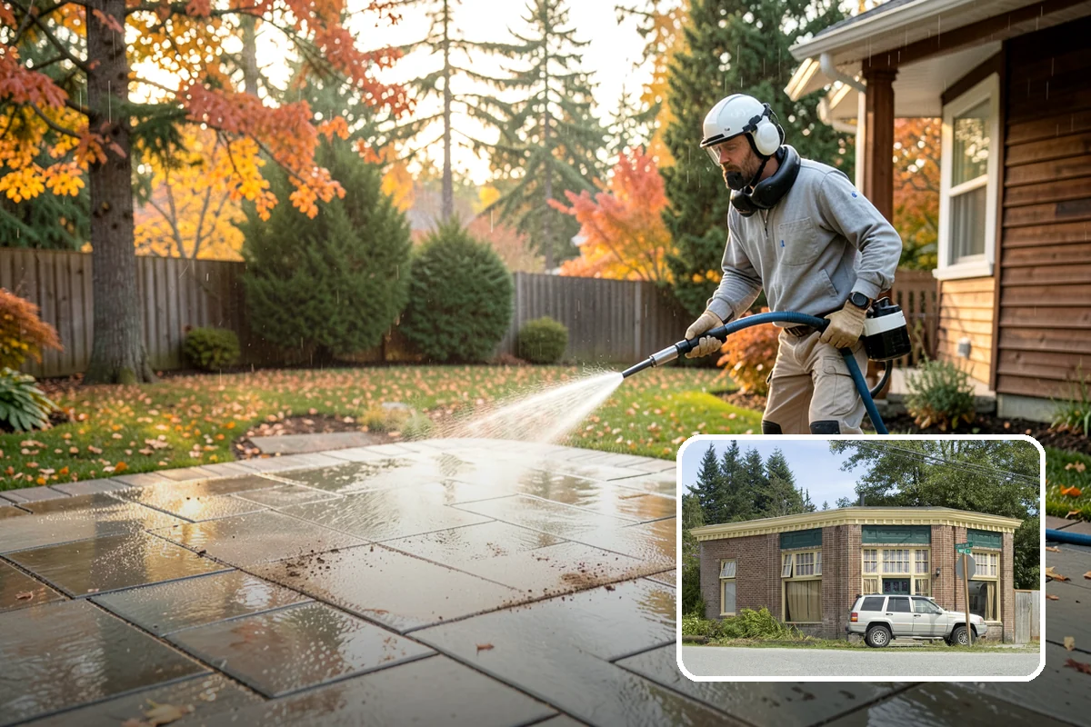 Apartment Breezeway Cleaning in Hamilton, Skagit County, WA - Clears slick algae from covered corridor floors