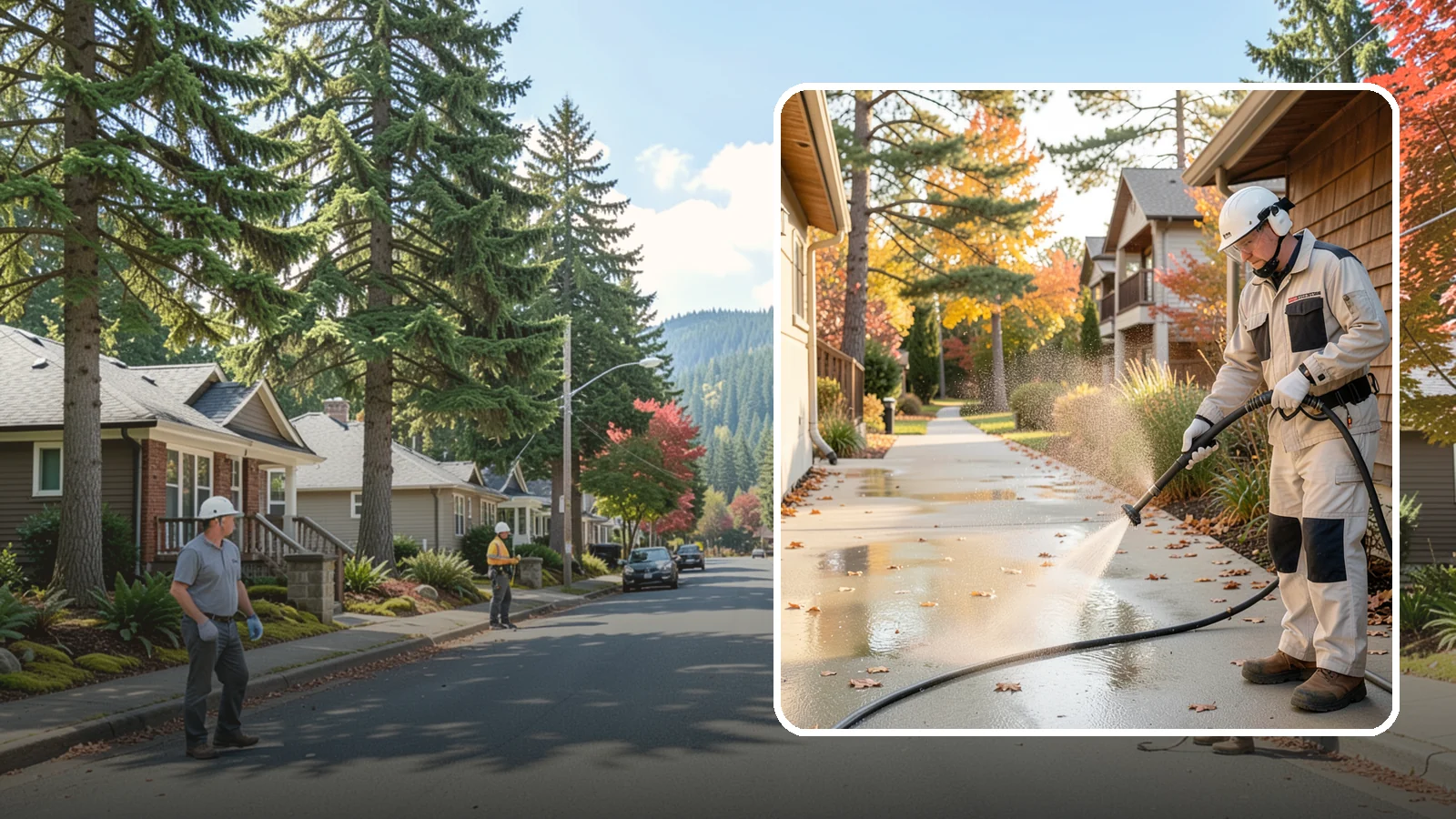 Apartment Breezeway Cleaning in Hunts Point, King County, WA - Cleaning of apartment breezeways and shared corridors that clears dirt, spills, cobwebs, and algae from the walkways residents...