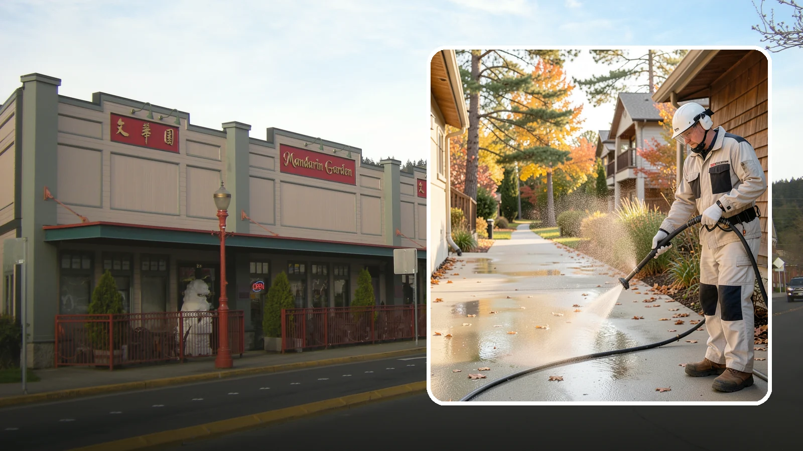 Apartment Breezeway Cleaning in Issaquah, King County, WA - Cleaning of apartment breezeways and shared corridors that clears dirt, spills, cobwebs, and algae from the walkways residents...