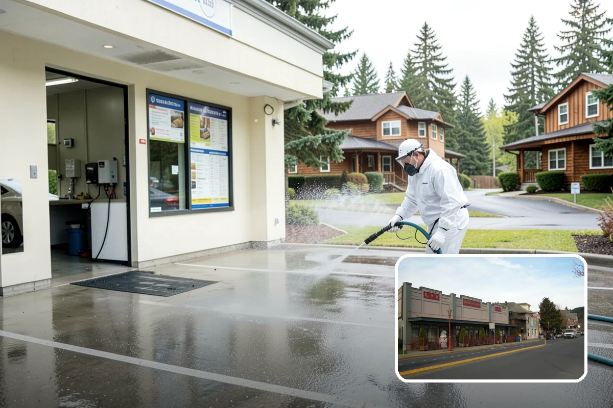 Apartment Breezeway Cleaning in Issaquah, King County, WA - Clears slick algae from covered corridor floors