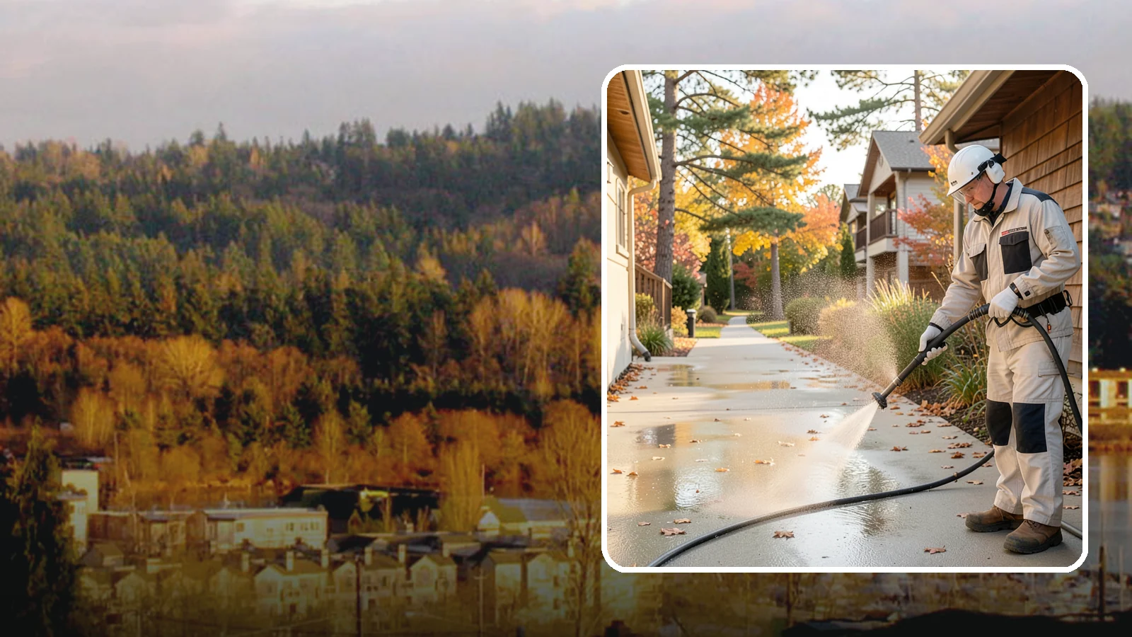 Apartment Breezeway Cleaning in Kenmore, King County, WA - Cleaning of apartment breezeways and shared corridors that clears dirt, spills, cobwebs, and algae from the walkways residents...