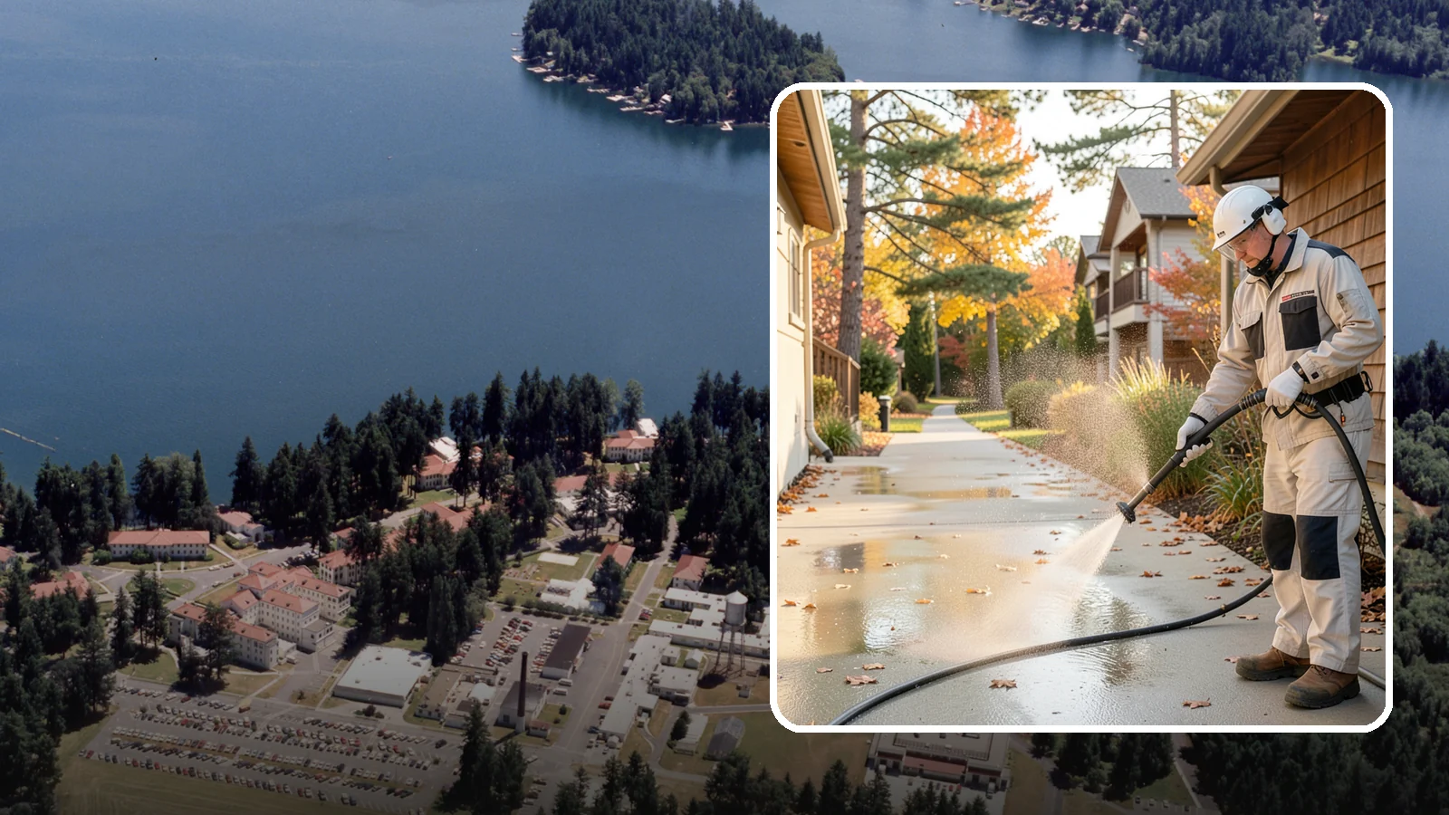 Apartment Breezeway Cleaning in Lakewood, Pierce County, WA - Cleaning of apartment breezeways and shared corridors that clears dirt, spills, cobwebs, and algae from the walkways residents...