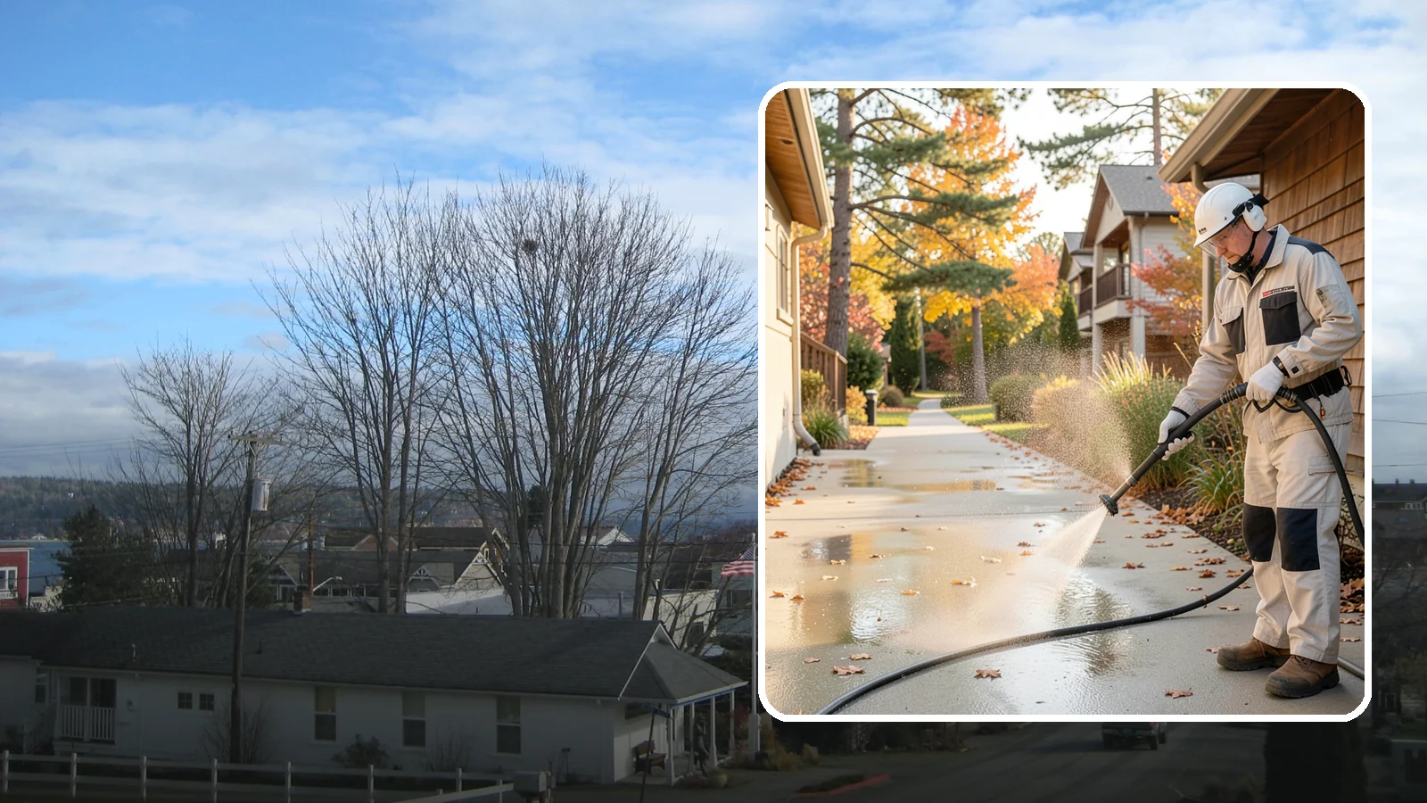 Apartment Breezeway Cleaning in Langley, Island County, WA - Cleaning of apartment breezeways and shared corridors that clears dirt, spills, cobwebs, and algae from the walkways residents...