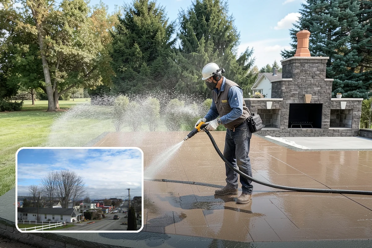 Apartment Breezeway Cleaning in Langley, Island County, WA - Clears slick algae from covered corridor floors