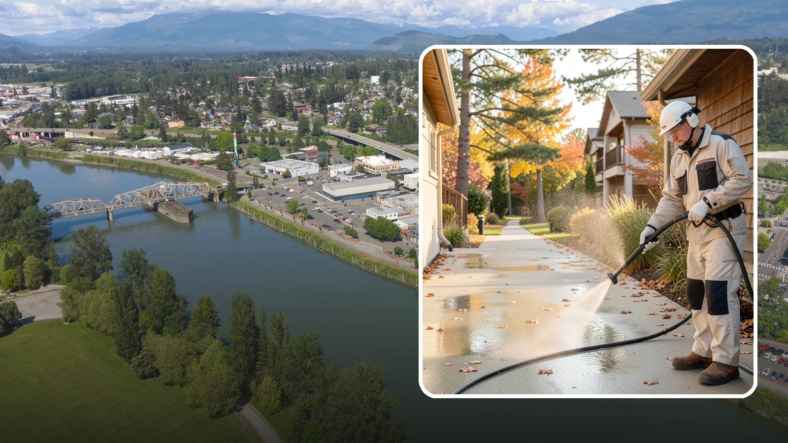 Apartment Breezeway Cleaning in Mount Vernon, Skagit County, WA - Cleaning of apartment breezeways and shared corridors that clears dirt, spills, cobwebs, and algae from the walkways residents...