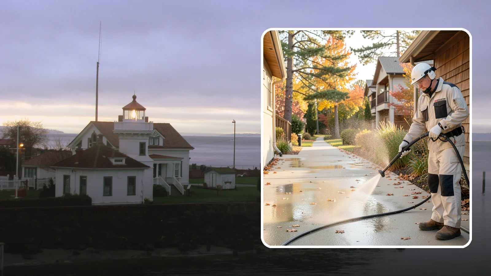 Apartment Breezeway Cleaning in Mukilteo, Snohomish County, WA - Cleaning of apartment breezeways and shared corridors that clears dirt, spills, cobwebs, and algae from the walkways residents...