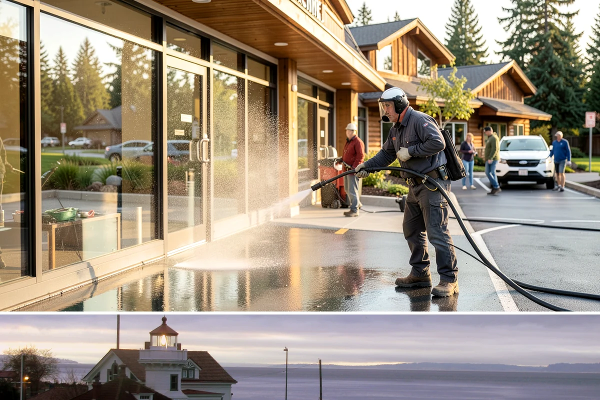 Apartment Breezeway Cleaning in Mukilteo, Snohomish County, WA - Quarterly cleaning keeps breezeways safe year-round, with extra visits in fall and winter when damp corridors grow algae fastest.