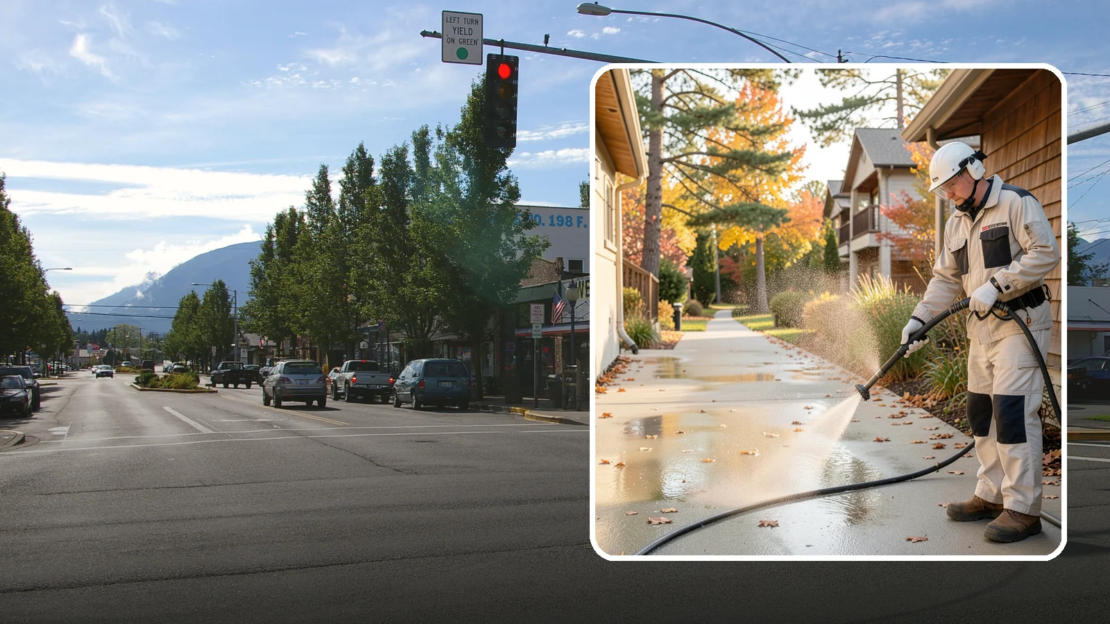Apartment Breezeway Cleaning in North Bend, King County, WA - Cleaning of apartment breezeways and shared corridors that clears dirt, spills, cobwebs, and algae from the walkways residents...
