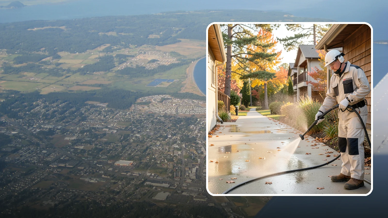 Apartment Breezeway Cleaning in Oak Harbor, Island County, WA - Cleaning of apartment breezeways and shared corridors that clears dirt, spills, cobwebs, and algae from the walkways residents...