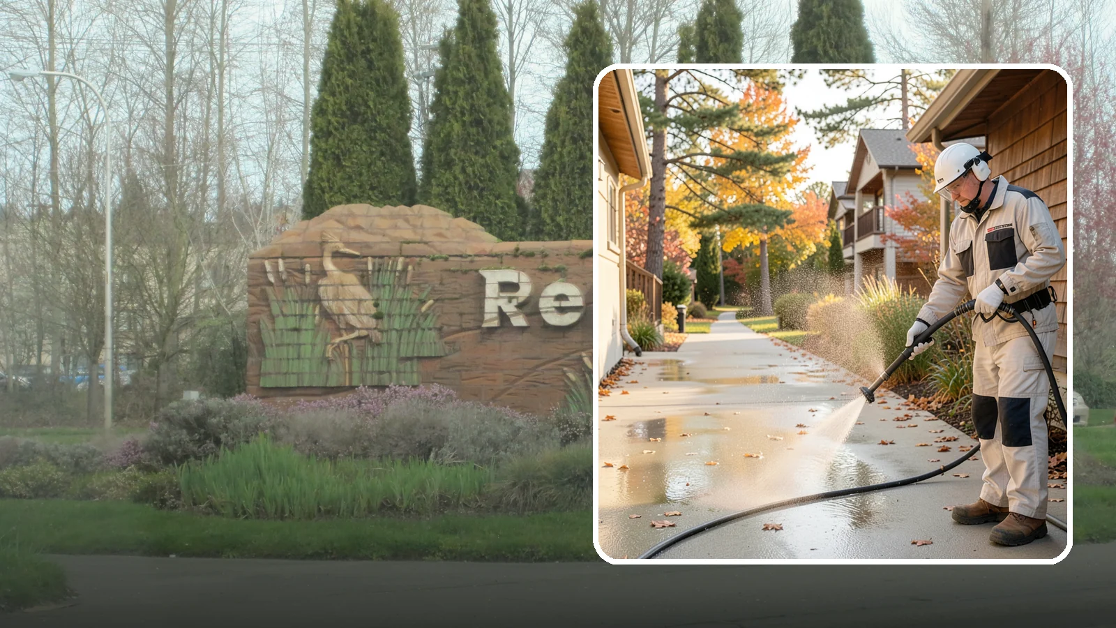 Apartment Breezeway Cleaning in Renton, King County, WA - Cleaning of apartment breezeways and shared corridors that clears dirt, spills, cobwebs, and algae from the walkways residents...