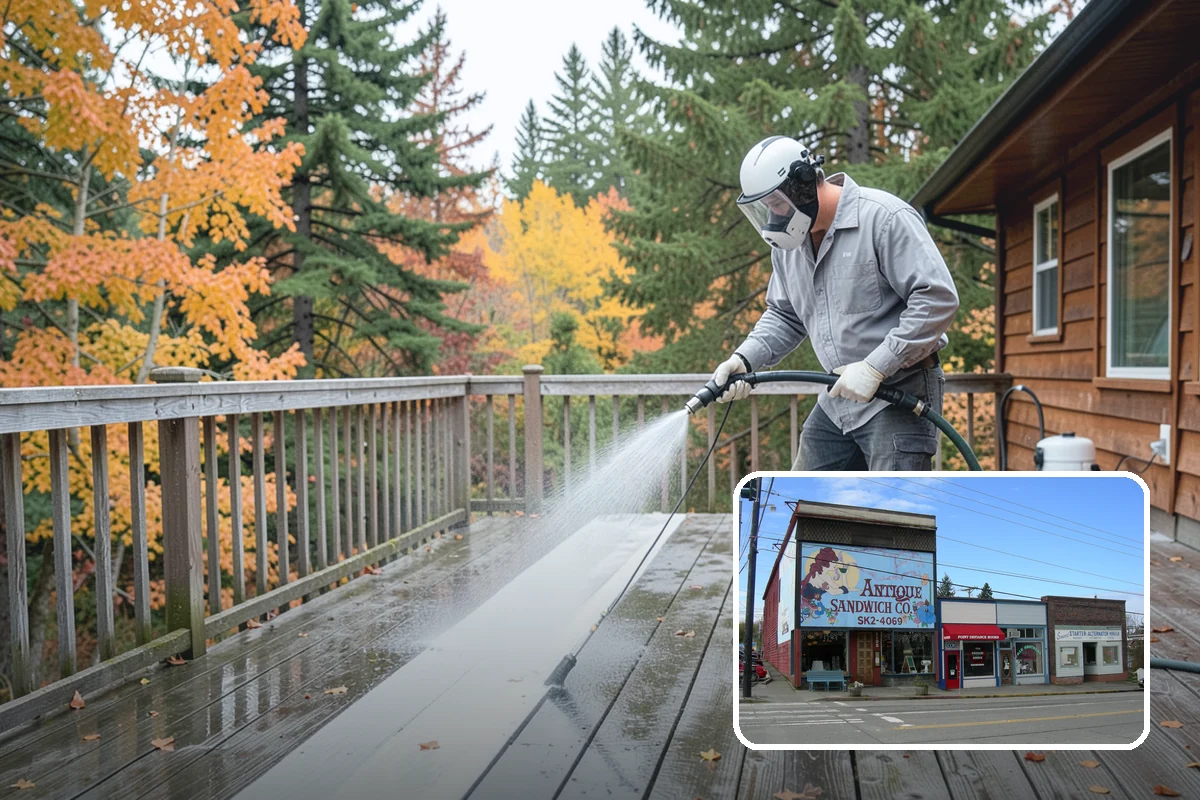 Apartment Breezeway Cleaning in Ruston, Pierce County, WA - Clears slick algae from covered corridor floors