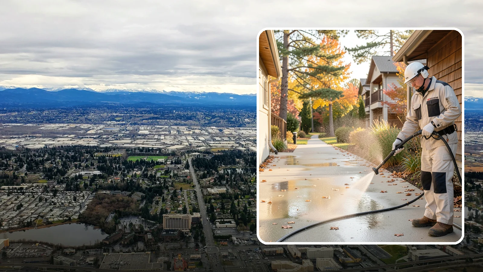 Apartment Breezeway Cleaning in SeaTac, King County, WA - Cleaning of apartment breezeways and shared corridors that clears dirt, spills, cobwebs, and algae from the walkways residents...