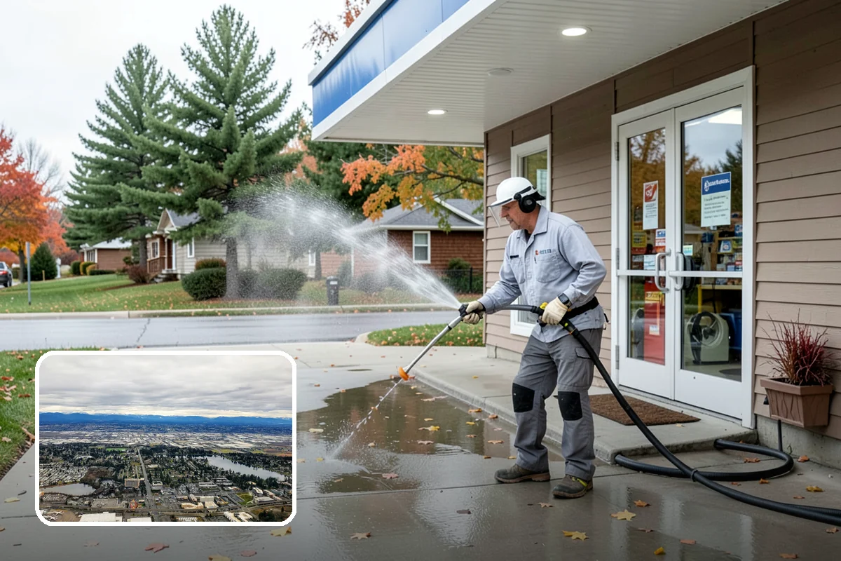 Apartment Breezeway Cleaning in SeaTac, King County, WA - Clears slick algae from covered corridor floors