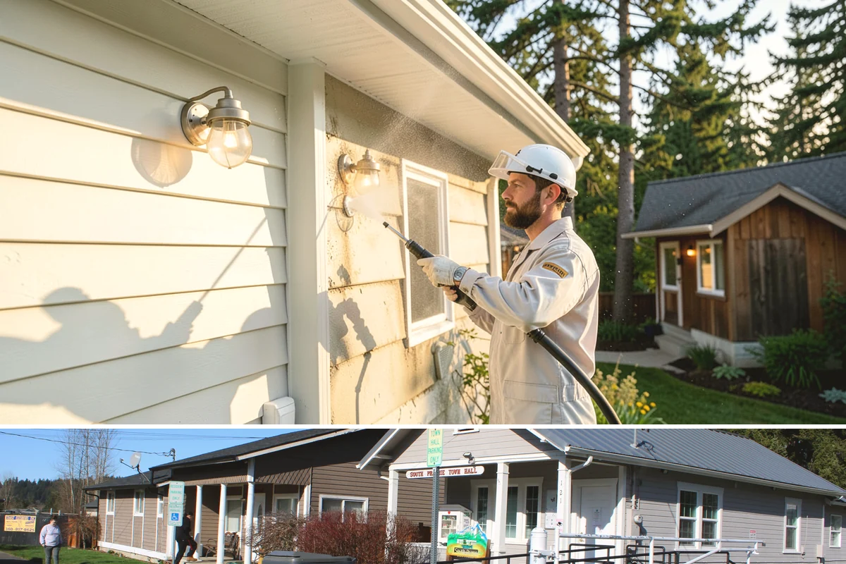Apartment Breezeway Cleaning in South Prairie, Pierce County, WA - Quarterly cleaning keeps breezeways safe year-round, with extra visits in fall and winter when damp corridors grow algae fastest.