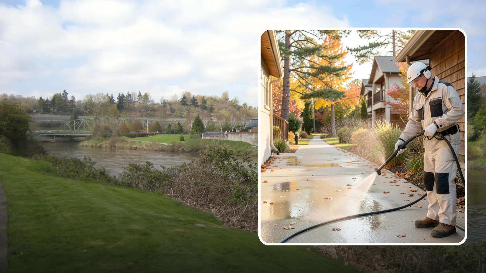 Apartment Breezeway Cleaning in Tukwila, King County, WA - Cleaning of apartment breezeways and shared corridors that clears dirt, spills, cobwebs, and algae from the walkways residents...
