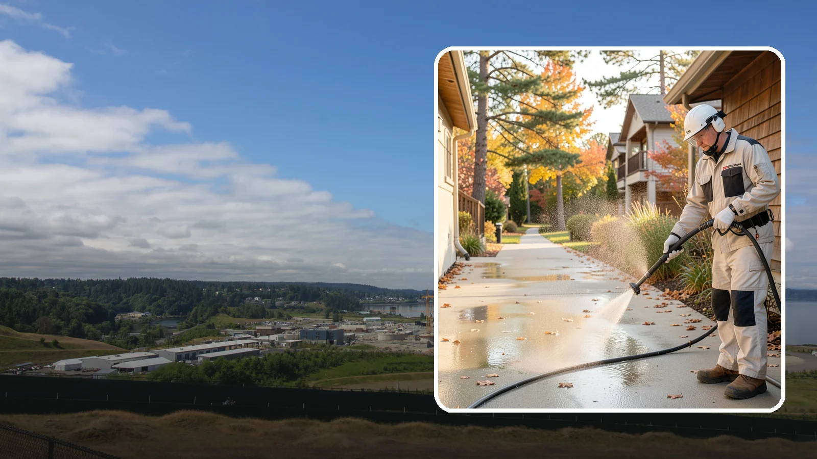 Apartment Breezeway Cleaning in University Place, Pierce County, WA - Cleaning of apartment breezeways and shared corridors that clears dirt, spills, cobwebs, and algae from the walkways residents...