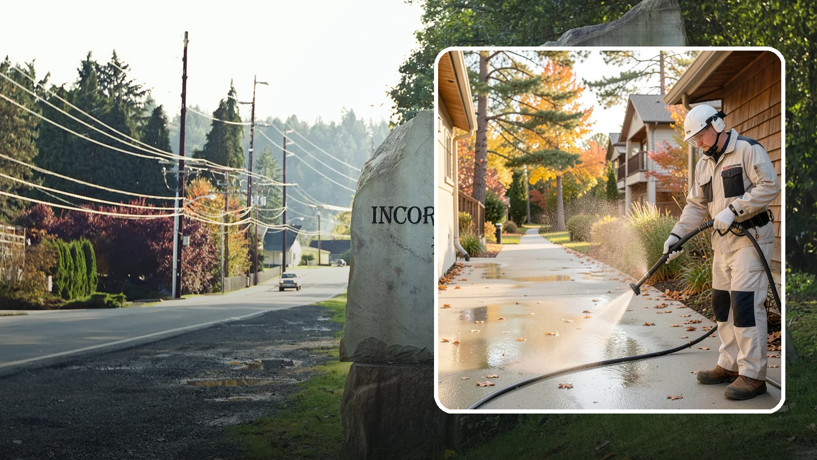 Apartment Breezeway Cleaning in Wilkeson, Pierce County, WA - Cleaning of apartment breezeways and shared corridors that clears dirt, spills, cobwebs, and algae from the walkways residents...