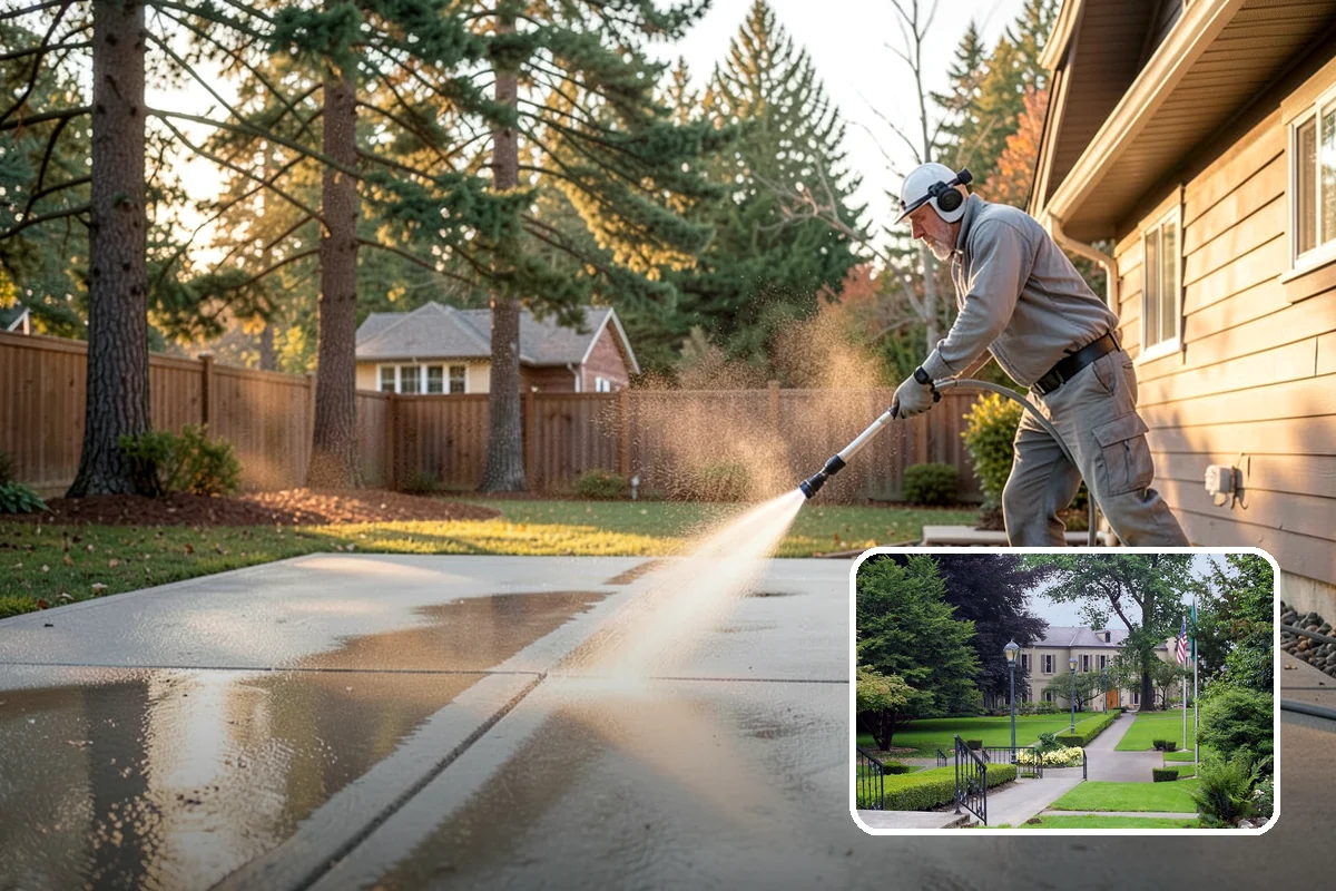 Apartment Breezeway Cleaning in Woodinville, King County, WA - Clears slick algae from covered corridor floors