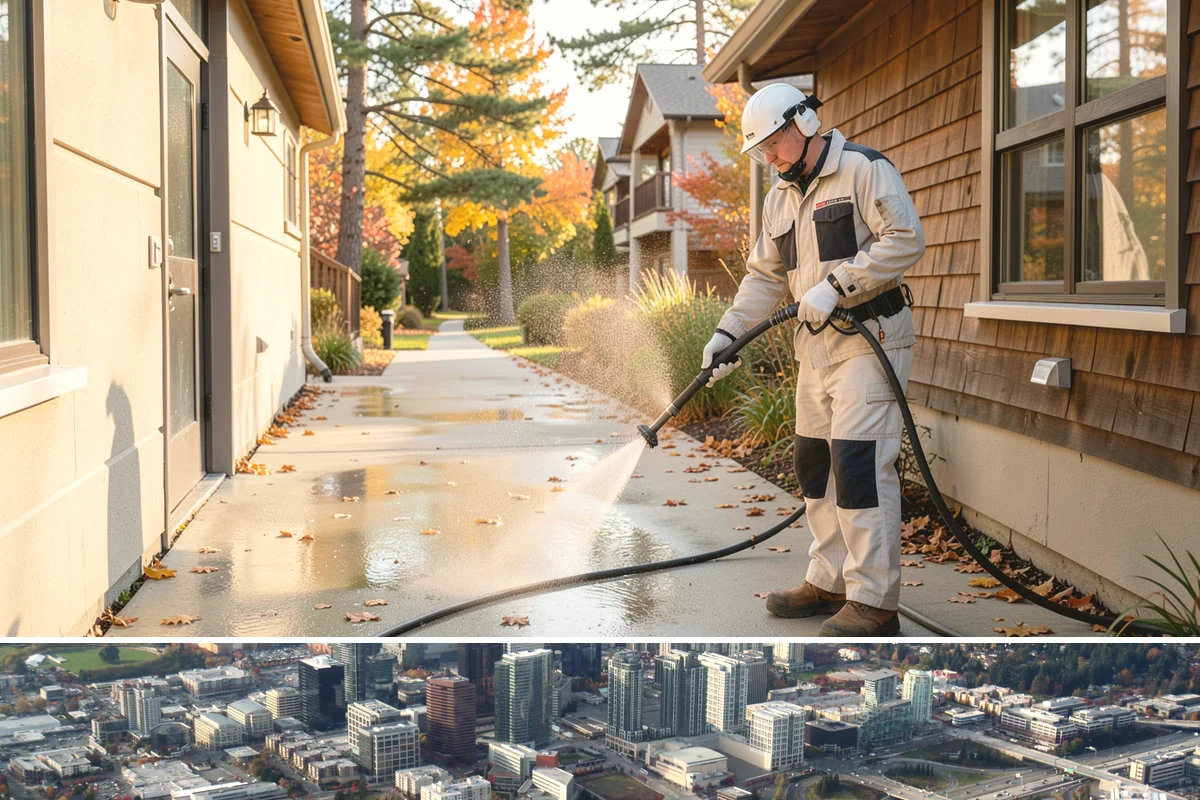 Apartment Pressure Washing in Bellevue, King County, WA - Stairwells and breezeways benefit from twice-yearly cleaning, ideally in spring and fall, to fight persistent Northwest moisture.